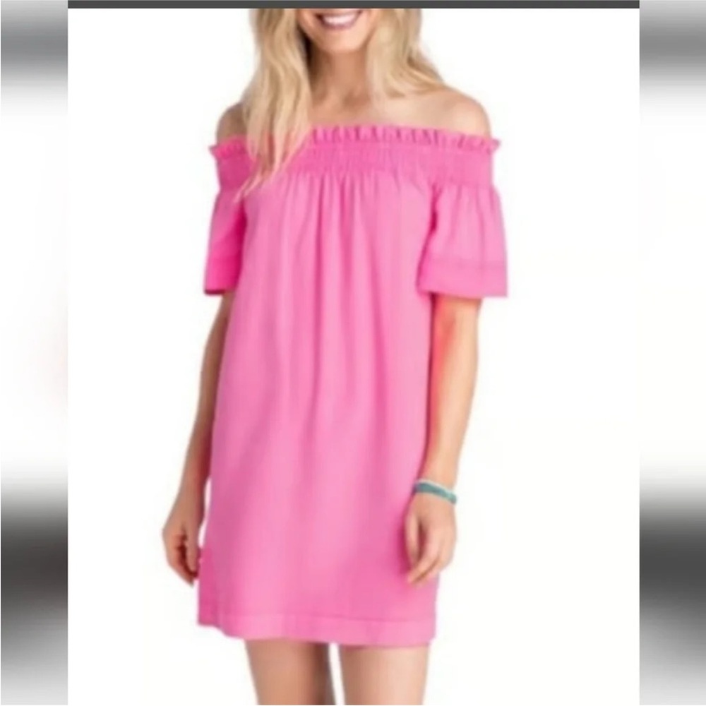 Vineyard Vines Pink Madison Off The Shoulder Dress. Size extra small.